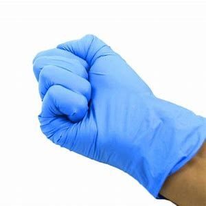 グリップが付いている8つのミル手の心配の使い捨て可能な粉の自由で青いニトリルの手袋 サプライヤー